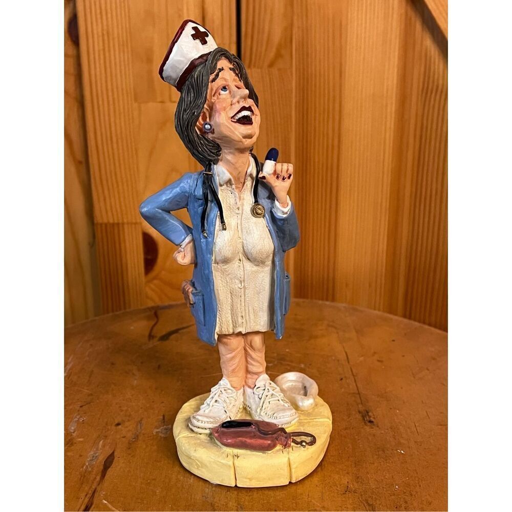 Doug Harris Hand painted Figurine Nurse "Feeling No Pain…” Russ Berrie 13185 (75